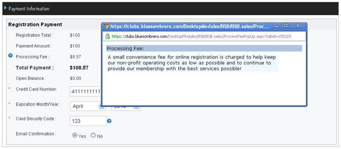 Convenience fee to Registrant at time of purchase 