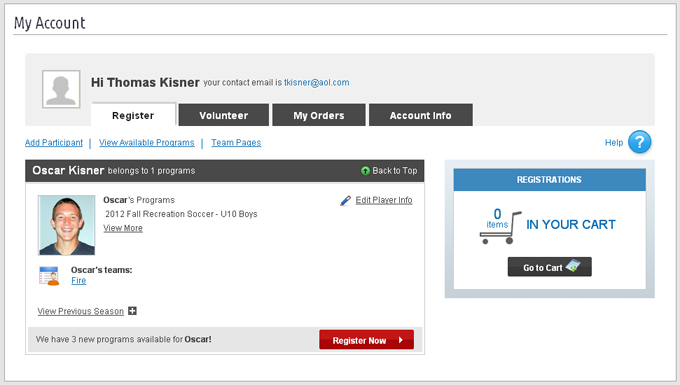 My Account (parents can manage all their details online)
