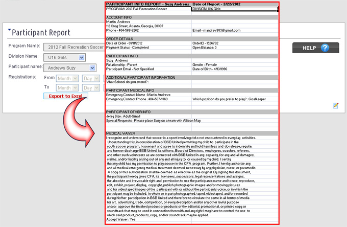 Per Player Printable Registration Forms
