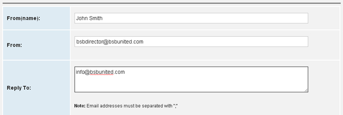 Configure the From and Reply to addresses
