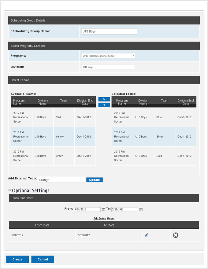 Create Scheduling Groups