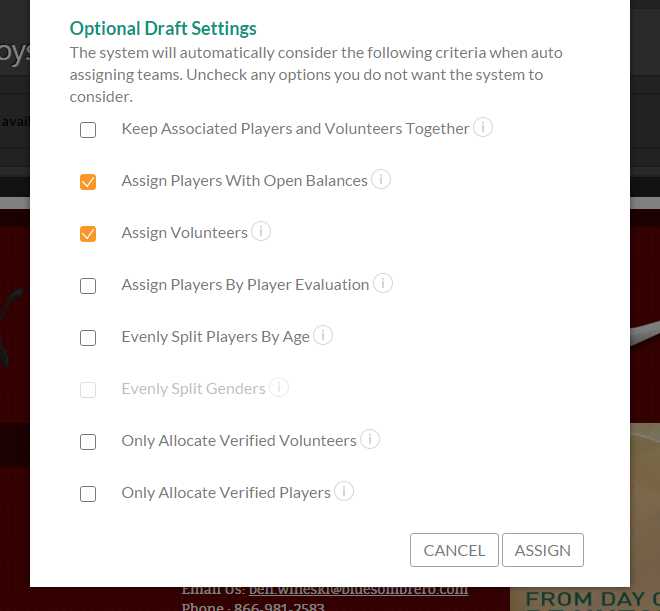 team building draft settings